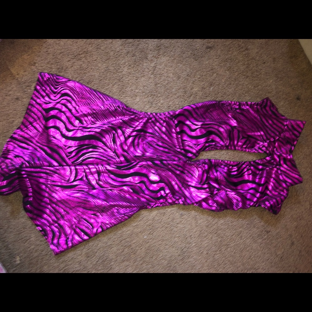 Pink zebra hologram onesie